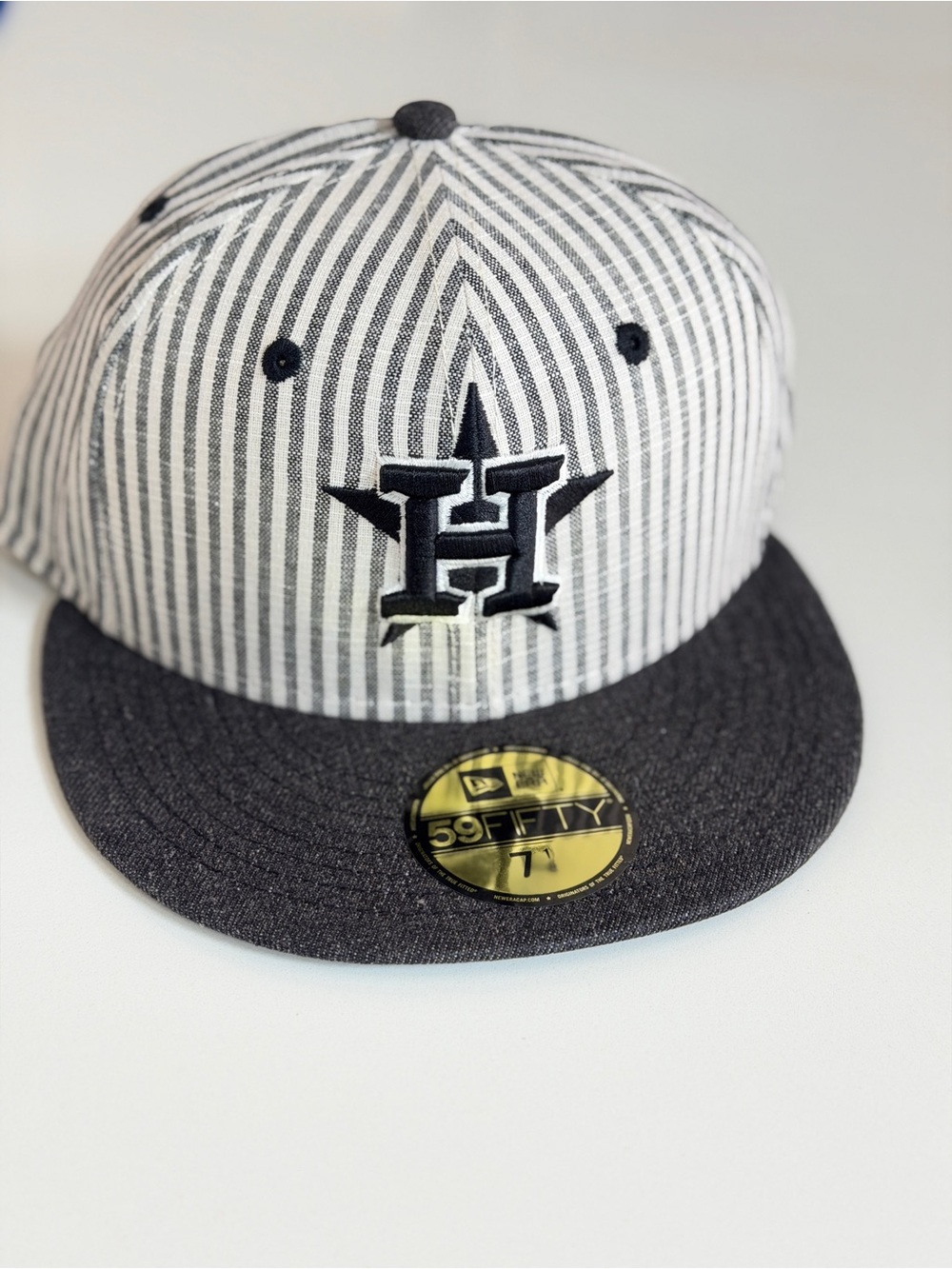 Houston Astros Black & White Pinstripe 59FIFTY Vintage Style 7 1/8